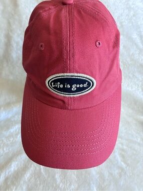 Life Is Good Coral Red Baseball Cap
